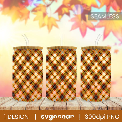Plaid Libbey Can Glass - Svg Ocean