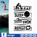 Eat sleep swim repeat SVG vector bundle - Svg Ocean