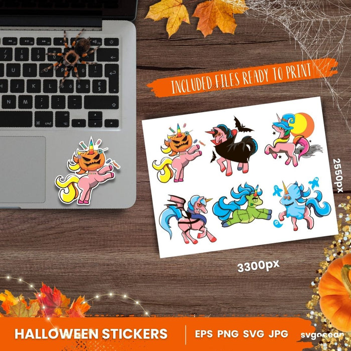 Halloween Unicorn Stickers - Svg Ocean