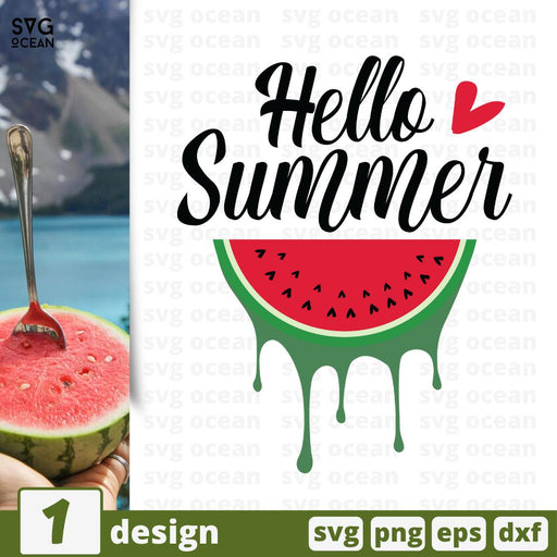 Hello summer watermelon svg free