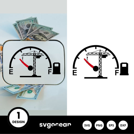 Construction Crane Stopping Fuel Gauge Indicator SVG Design - Svg Ocean