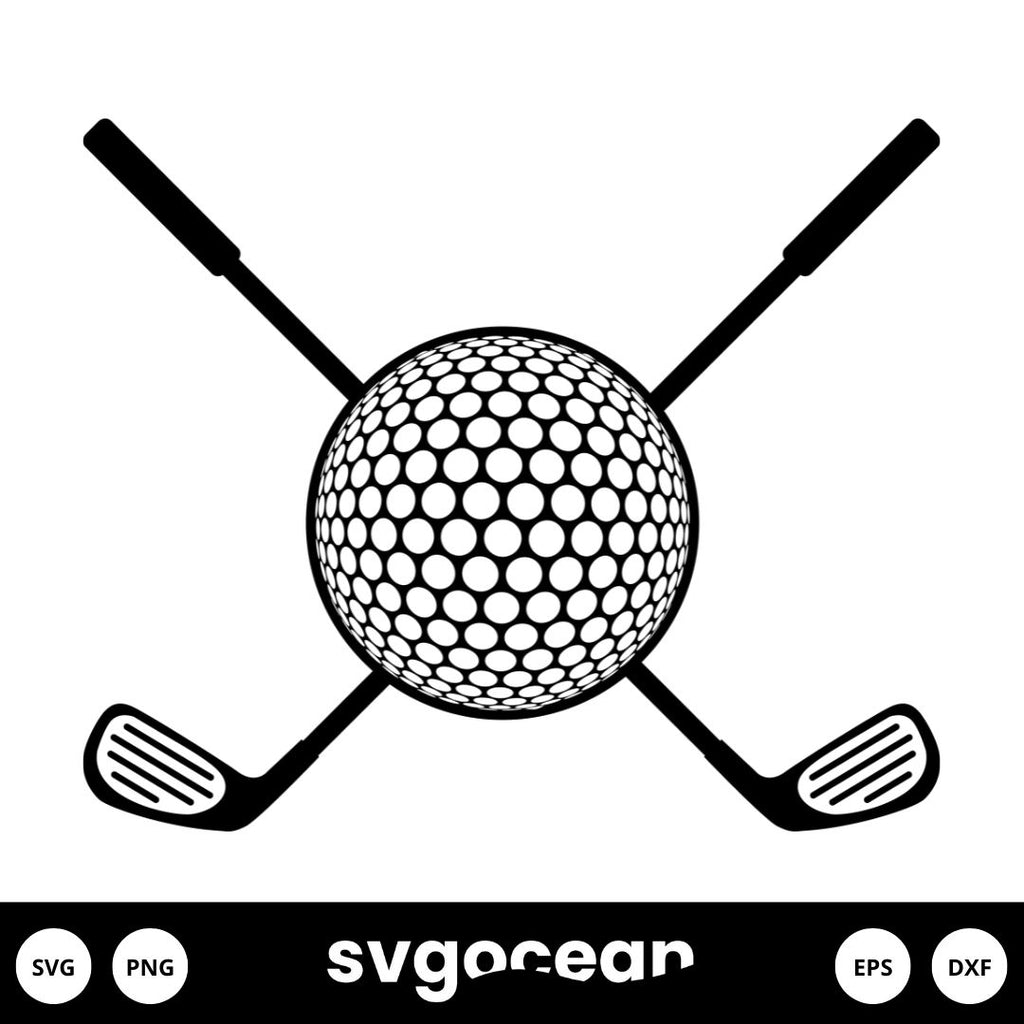 Crossed Golf Clubs Silhouette Clip Art