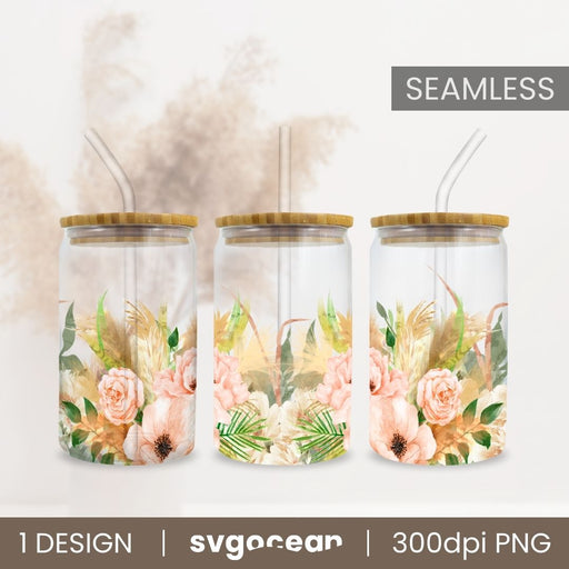 Flowers Glass Sublimation - Svg Ocean