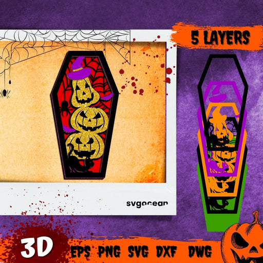 Pumpkin Coffin 3D SVG - Svg Ocean