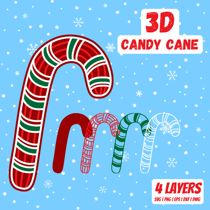 3D Candy Cane - Svg Ocean