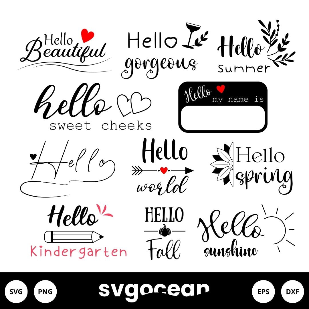 Hello Svg Bundle vector for instant download - Svg Ocean — svgocean