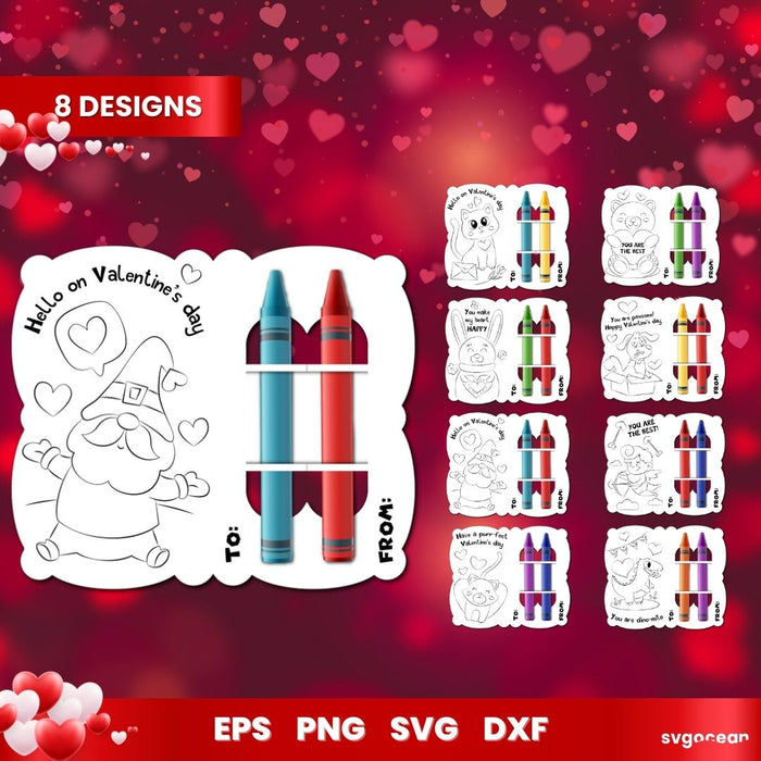 Valentines Day Coloring Card Svg Bundle - svgocean