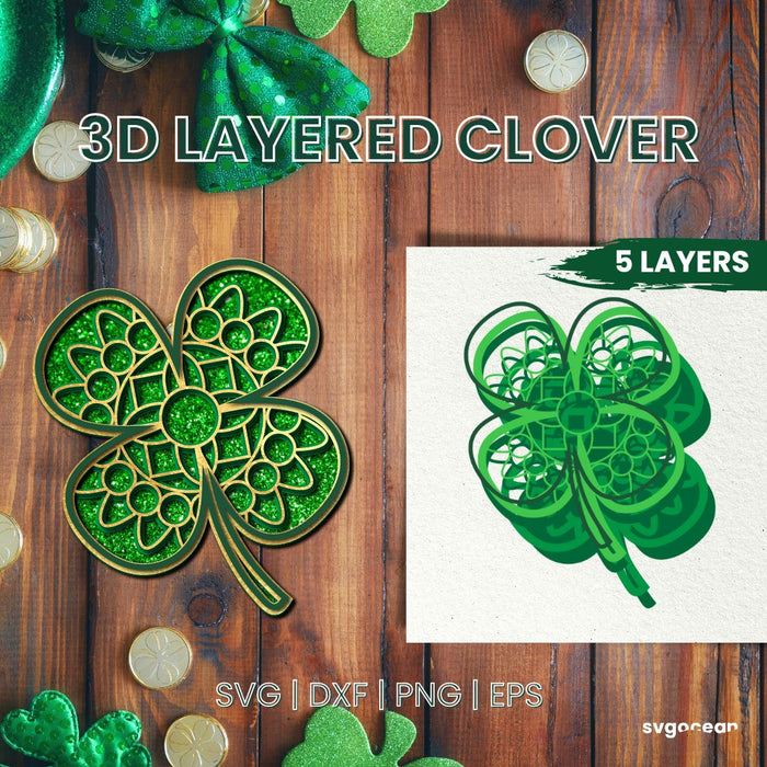 3D Clover SVG Cut File - svgocean