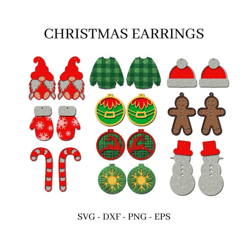 Christmas Earrings SVG Bundle  - Svg Ocean