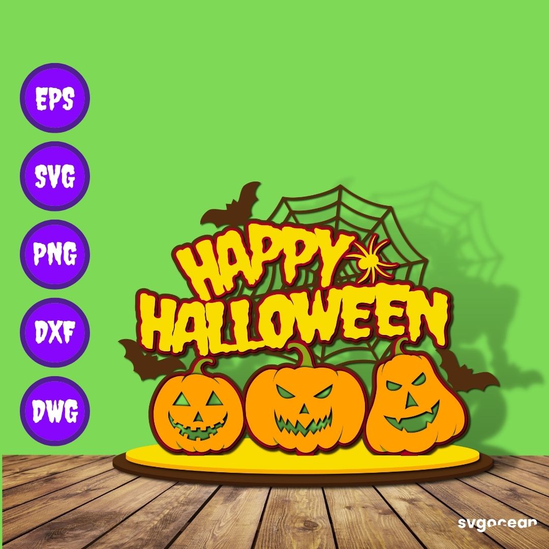 Happy Halloween Layered Paper Cut Designs vector for instant download ...