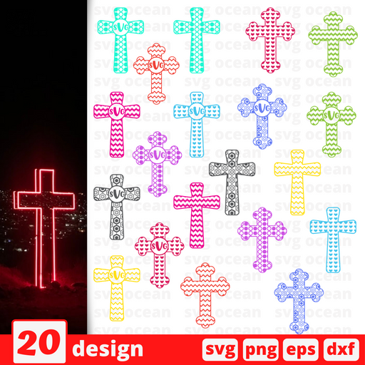 Monogram cross  SVG vector bundle - Svg Ocean