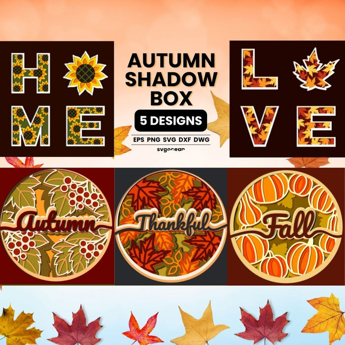Fall Shadow Sign Fall Shadow Box Svg Bundle vector for instant download - Svg Ocean ...