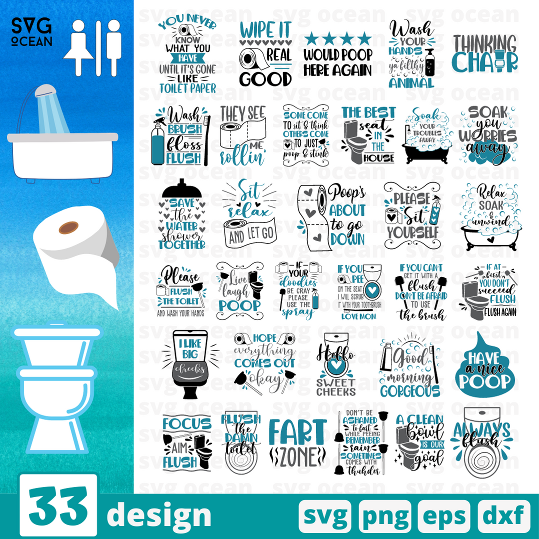 Funny Bathroom SVG Bundle vector for instant download - Svg Ocean ...