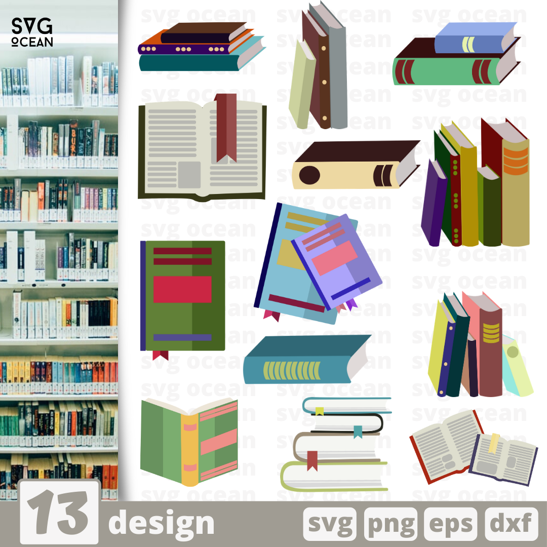 Books SVG bundle vector for instant download - Svg Ocean — svgocean
