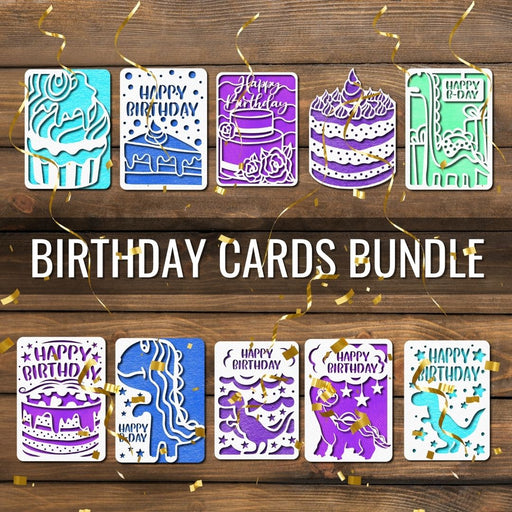 Birthday Card Papercut SVG Bundle - Svg Ocean