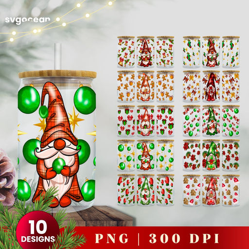 Christmas Gnome Can Glass Wrap - Svg Ocean
