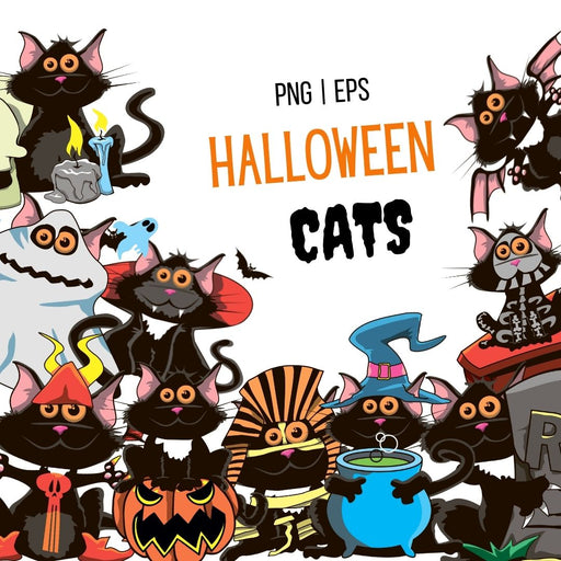 Halloween Cats Clipart - Svg Ocean
