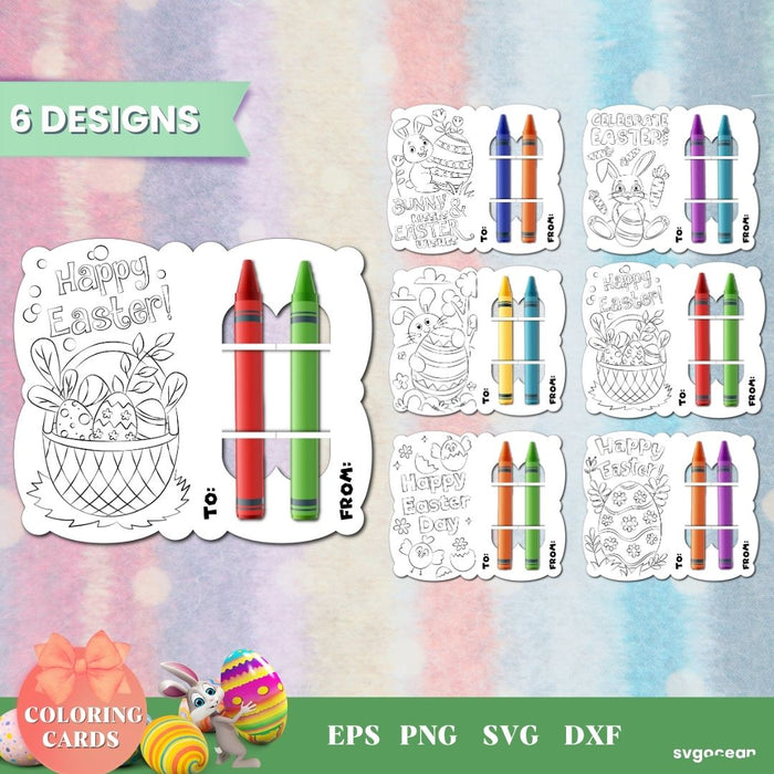 Easter Coloring Card SVG Bundle - svgocean