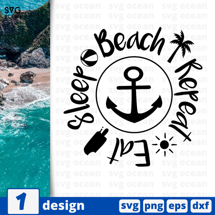 Eat  Sleep Beach  Repeat SVG vector bundle - Svg Ocean