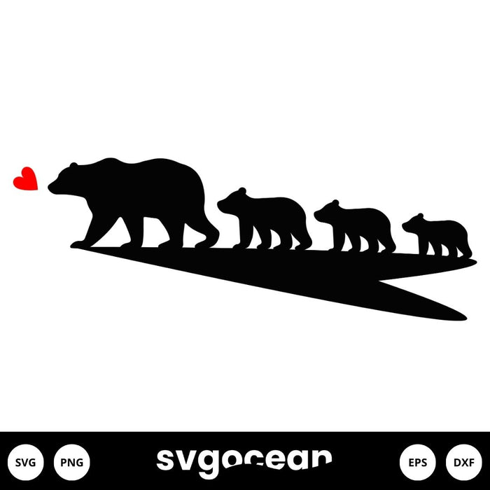 Mama Bear With 3 Cubs Svg - Svg Ocean