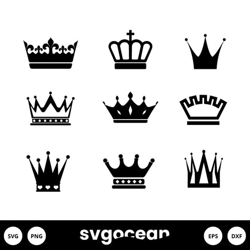 Crown SVG, Crown Bundle SVG, King, Queen, Prince, Princess Crown [vector  file]