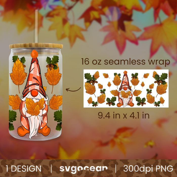 Fall Gnome Can Glass - Svg Ocean