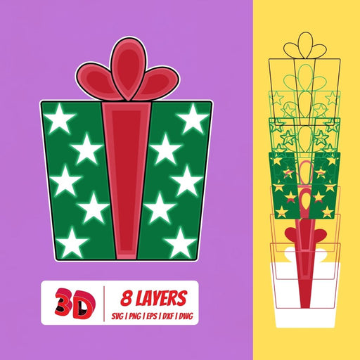 3D Christmas Present SVG Cut File - Svg Ocean