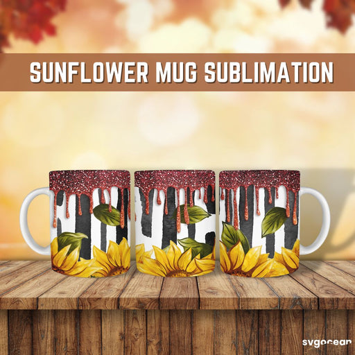 Sunflower Glitter Mug - Svg Ocean