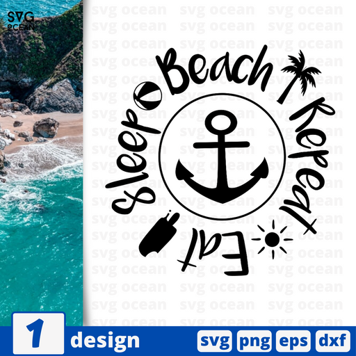 Eat Sleep Beach Repeat SVG vector bundle - Svg Ocean