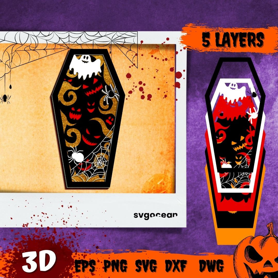 Halloween Coffin 3D Svg Bundle vector for instant download - Svg Ocean ...