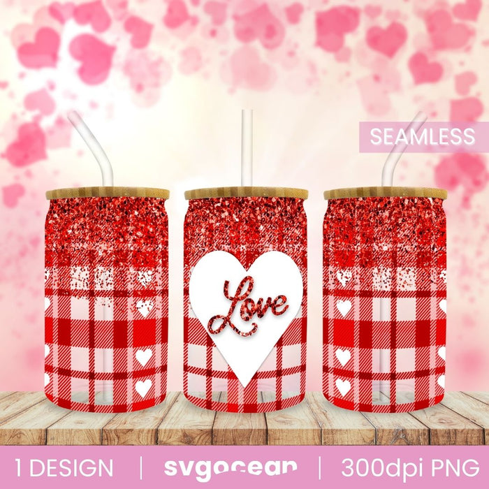 Heart Glass Beer Can Wrap Sublimation Design