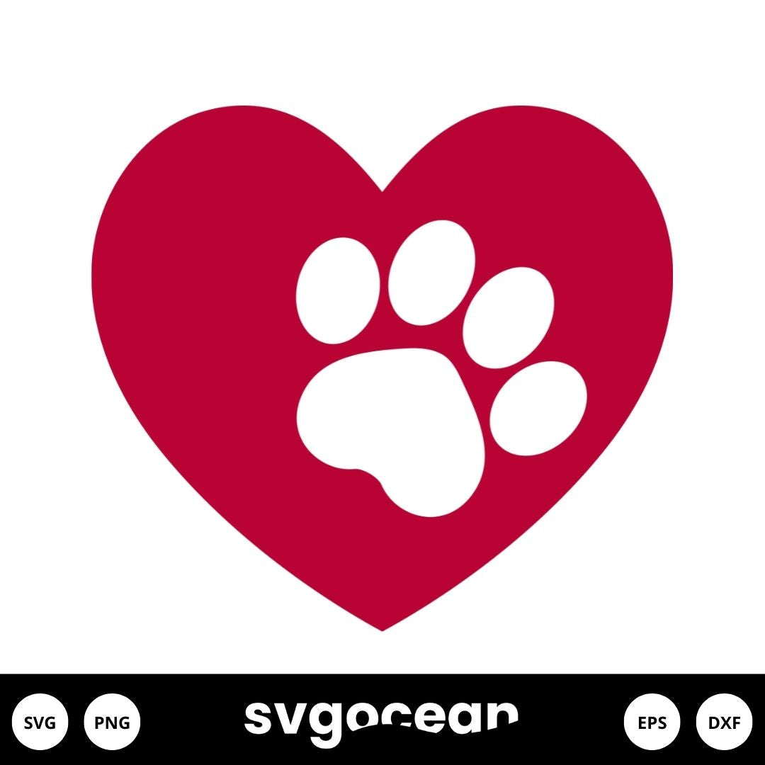 Paw Print Heart SVG vector for instant download Svg Ocean — svgocean