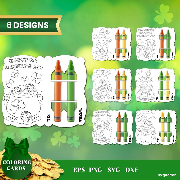 St Patrick's Day Coloring Card Svg Bundle - svgocean 