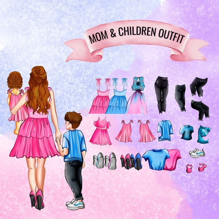 Mom & Children Family Creator Clipart - Svg Ocean