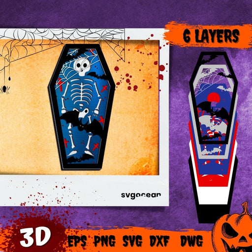 Skeleton Coffin 3D SVG - Svg Ocean
