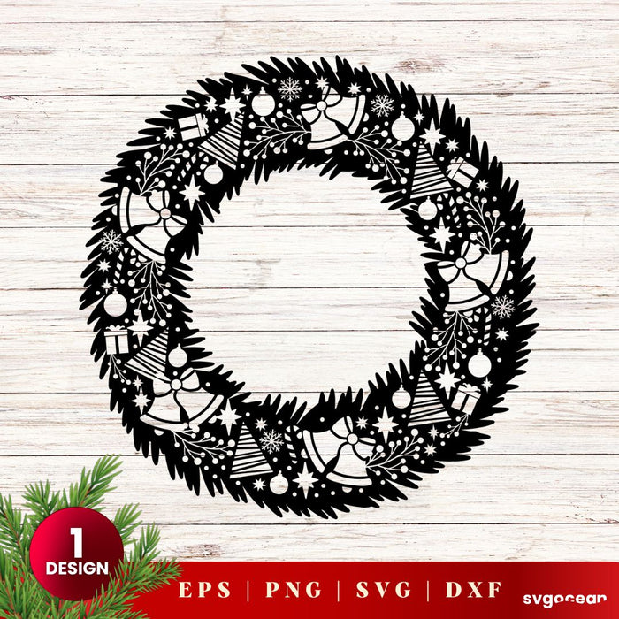 Christmas Wreath Svg - Svg Ocean