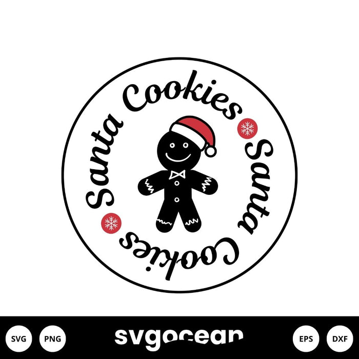 Santa Cookies Plate Svg - Svg Ocean