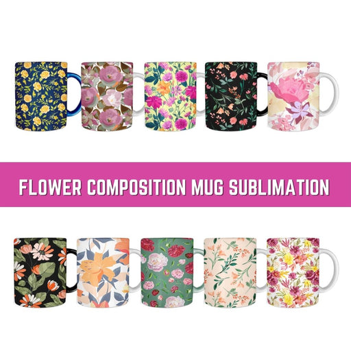 Flower Composition Mug Sublimation - Svg Ocean