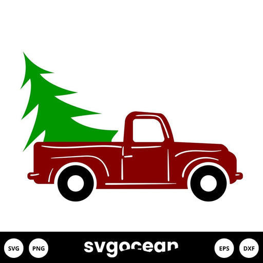 Red Truck With Christmas Tree Svg - Svg Ocean