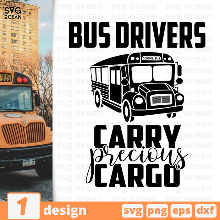 Bus drivers carry precious cargo SVG vector bundle - Svg Ocean