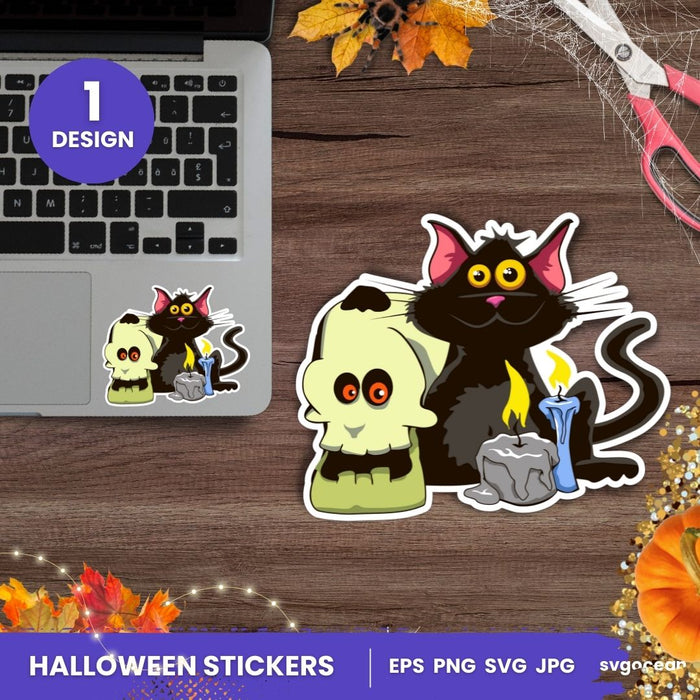 Halloween Cat Stickers - Svg Ocean