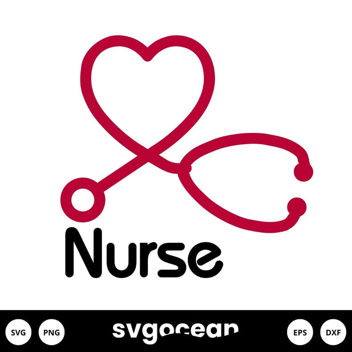 Nurse Heart Stethoscope SVG - Svg Ocean