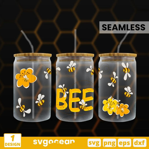 Bee Can Glass Wrap SVG - Svg Ocean