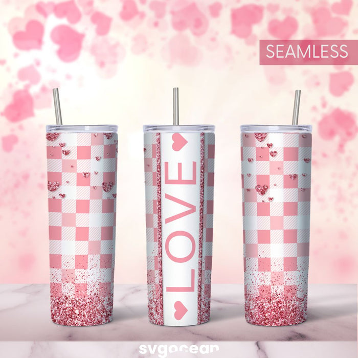 Valentines Day Love Buffalo Plaid Tumbler Sublimation - svgocean