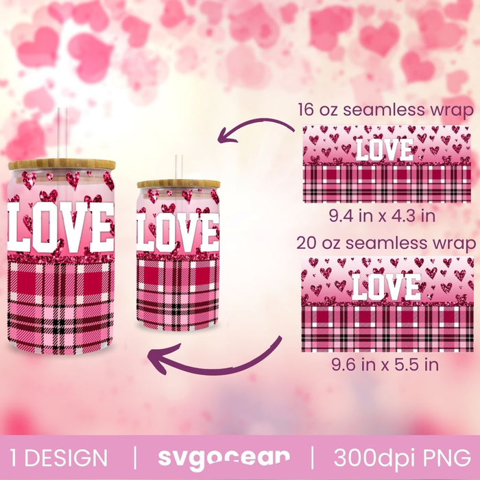 Valentine's Day Buffalo Glass Can Wrap Sublimation - svgocean