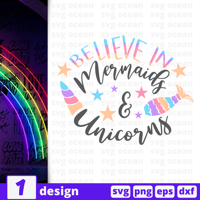 Believe in mermaids & Unicorns SVG vector bundle - Svg Ocean
