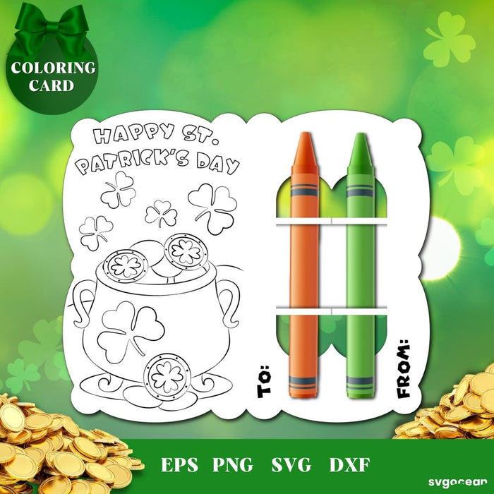 Happy St. Patrick Day Coloring Card Svg - svgocean 
