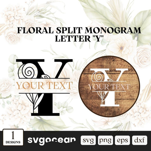 Flower Split Monogram Letter Y SVG - Svg Ocean