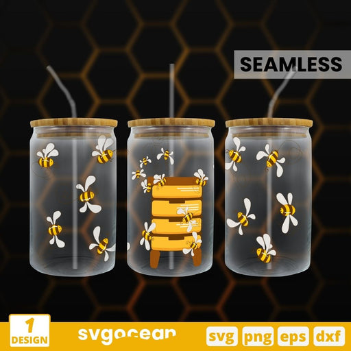 Bees Can Glass Wrap SVG - Svg Ocean