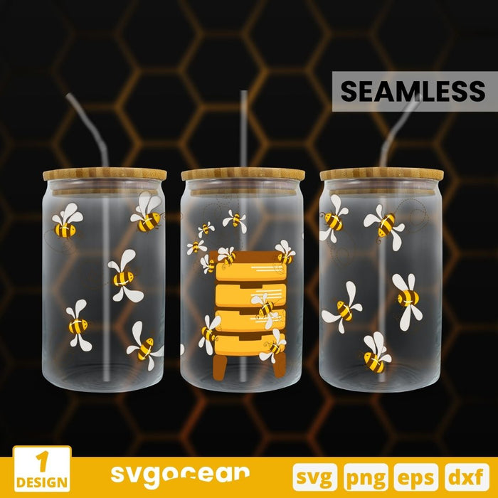 Bees Can Glass Wrap SVG - Svg Ocean
